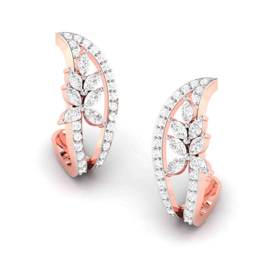 Blossom Elegance Huggie Diamond Earrings