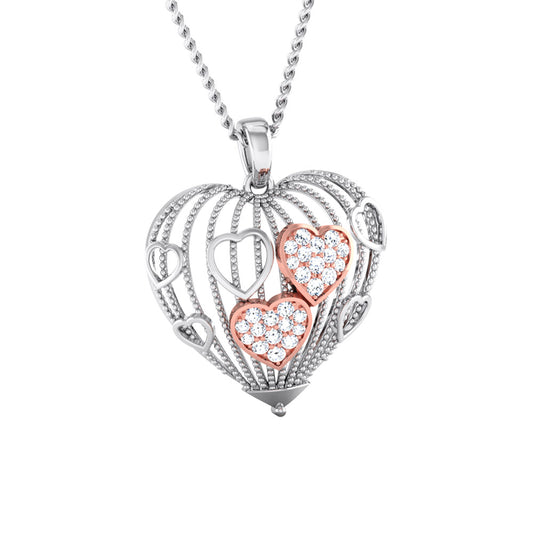 Heart Cage Diamond Pendant