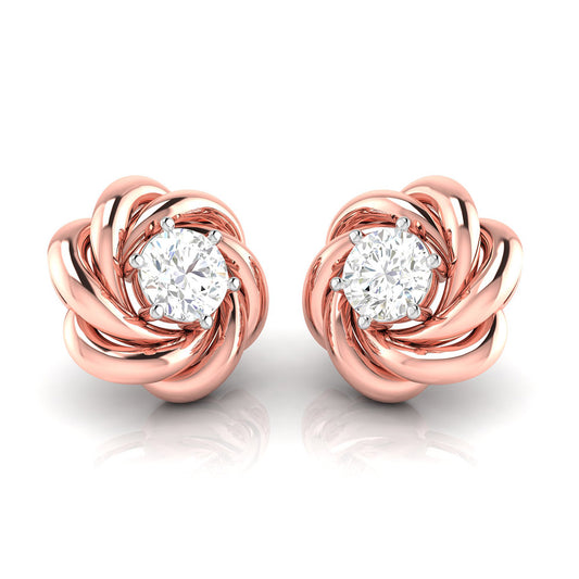 Twisted Knot Solitaire Stud Earrings