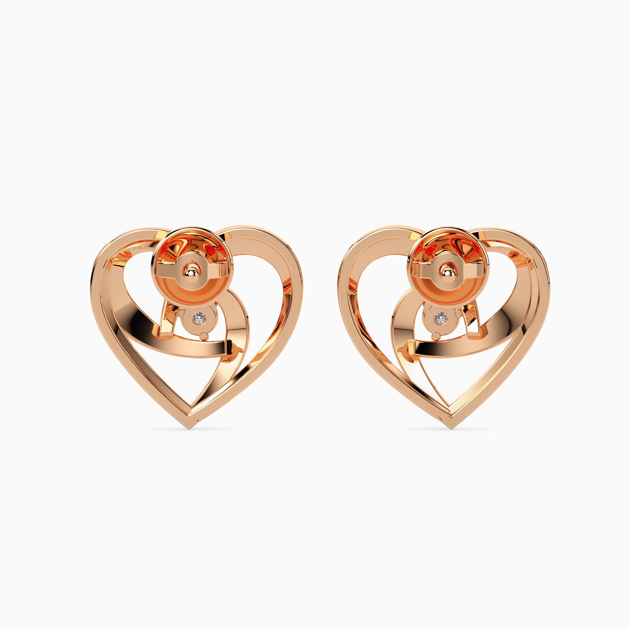 Twin Hearts Solitaire Studs