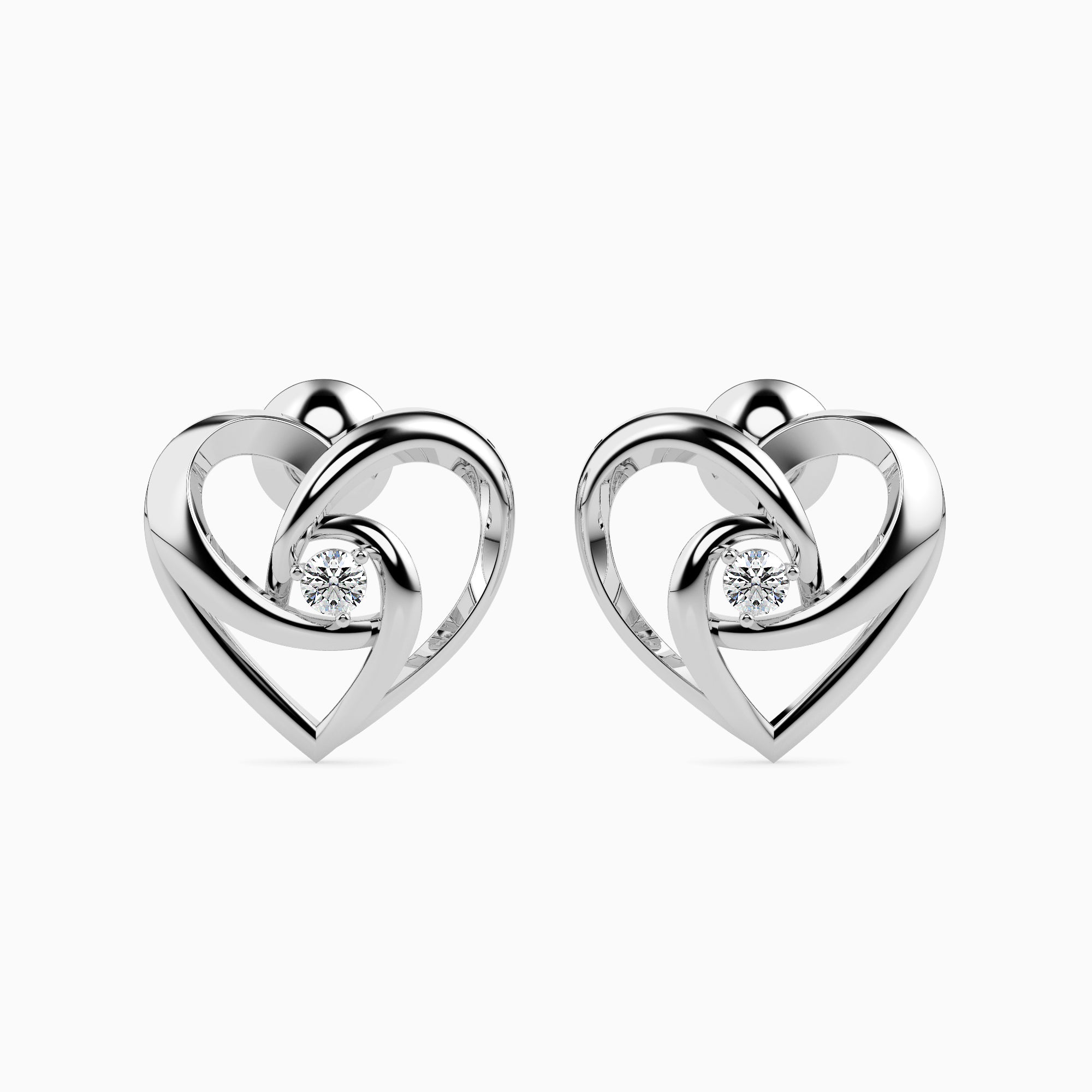 Twin Hearts Solitaire Studs