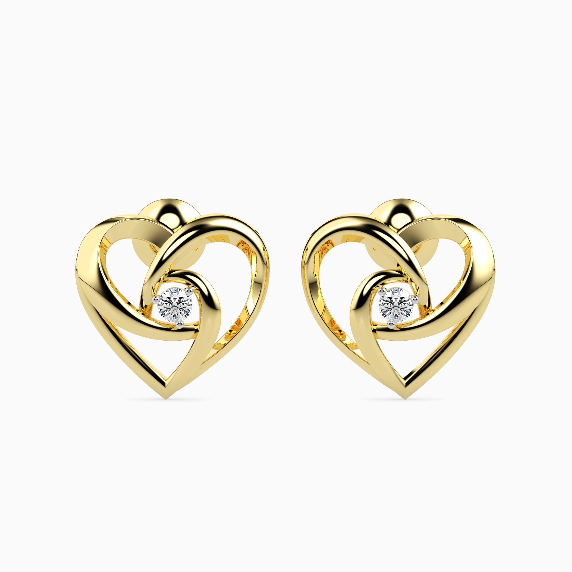 Twin Hearts Solitaire Studs