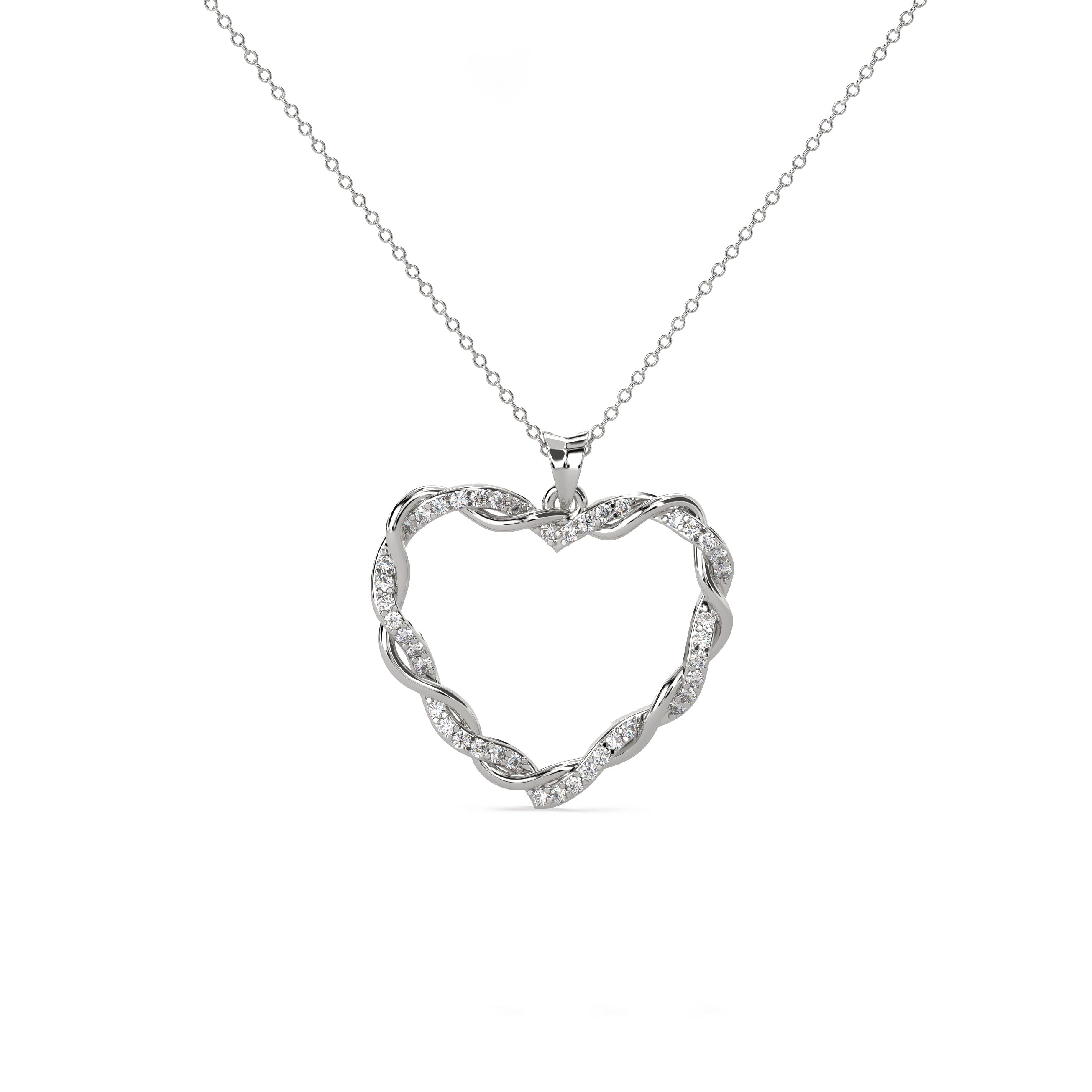 A Heart Gently Twisted Diamond Pendant