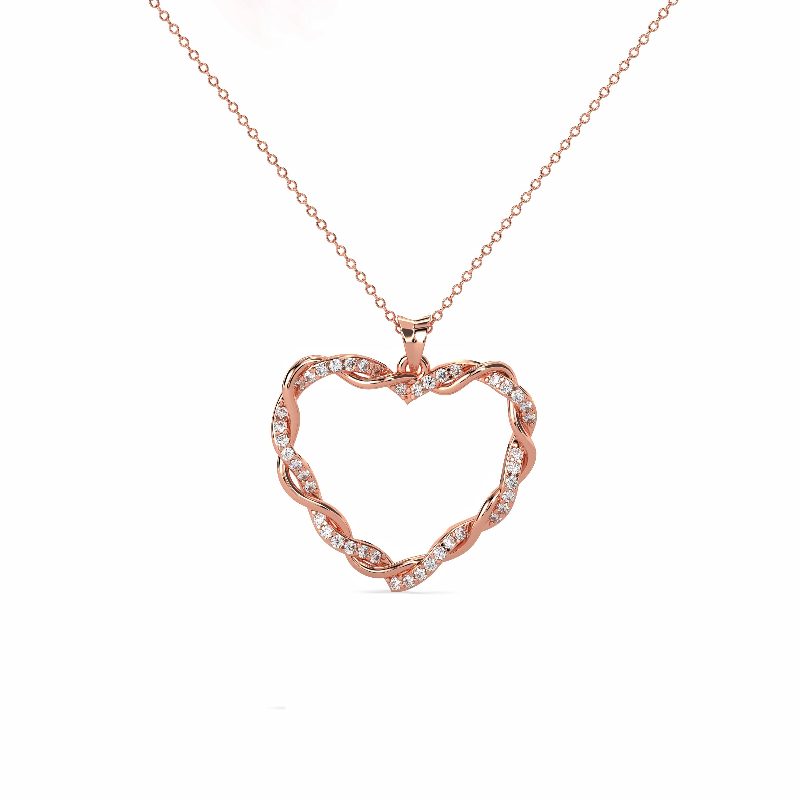 A Heart Gently Twisted Diamond Pendant