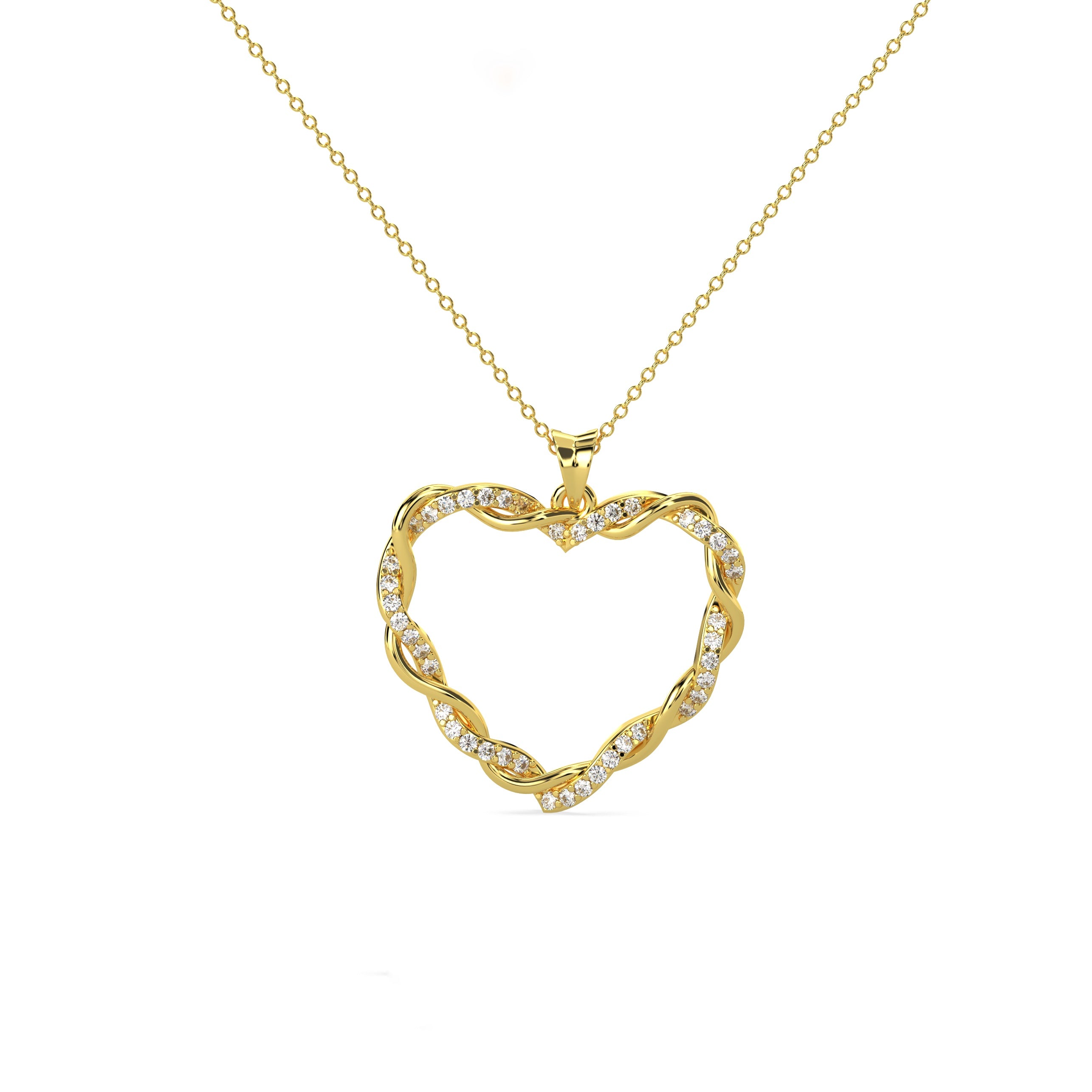 A Heart Gently Twisted Diamond Pendant