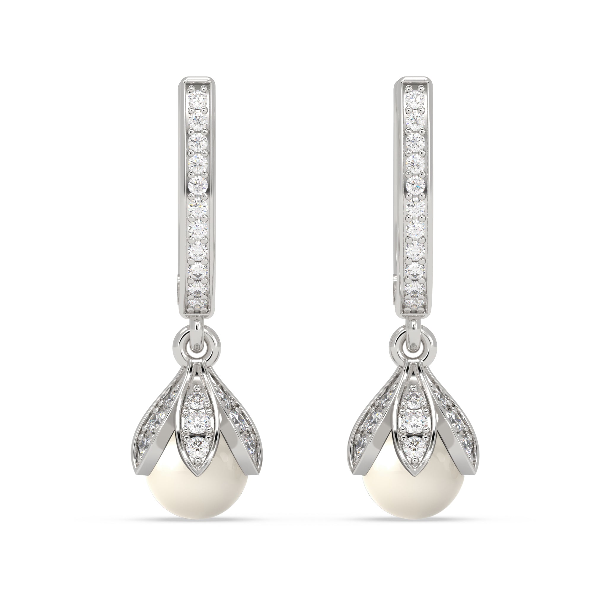Lotus Pearl Drop Earrings