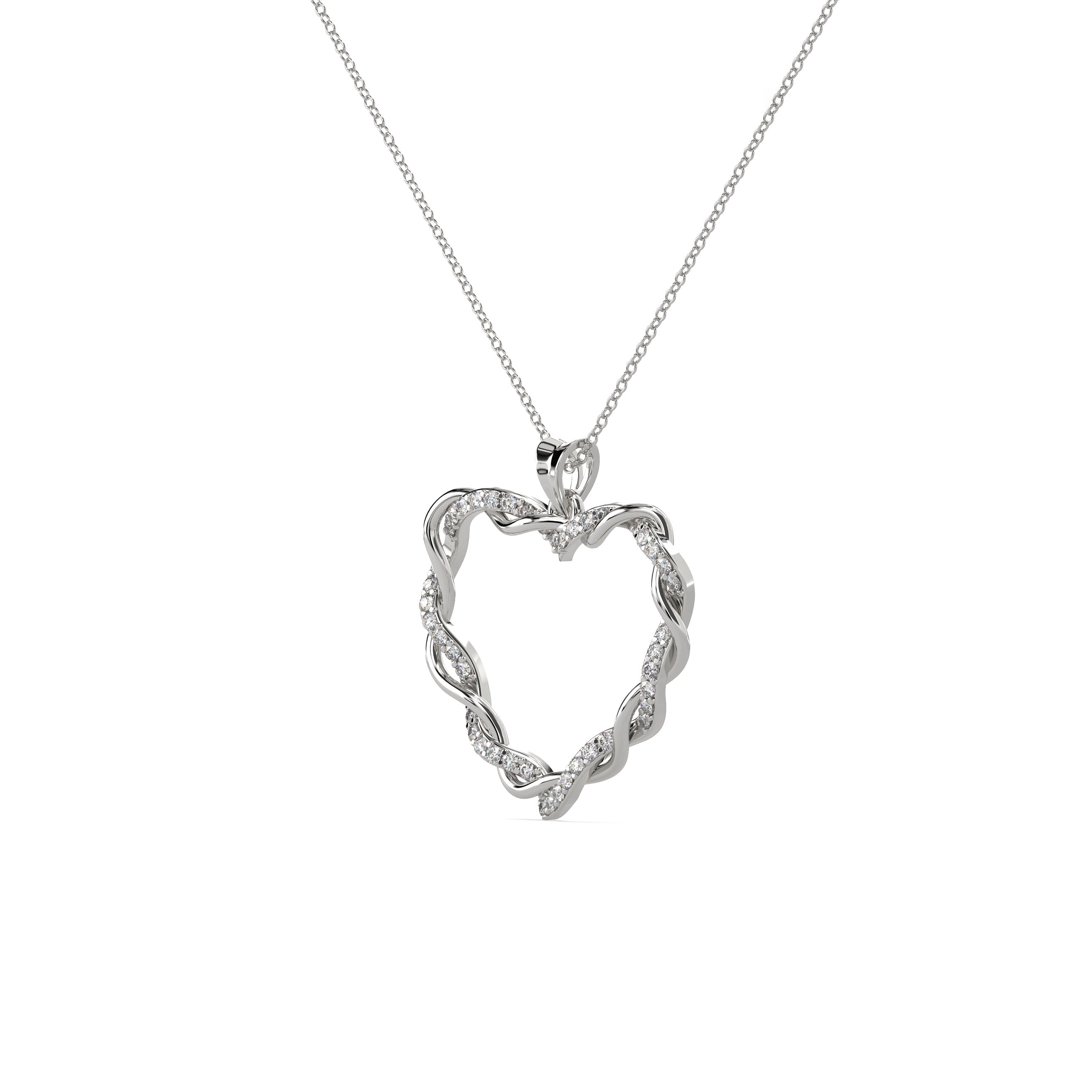A Heart Gently Twisted Diamond Pendant