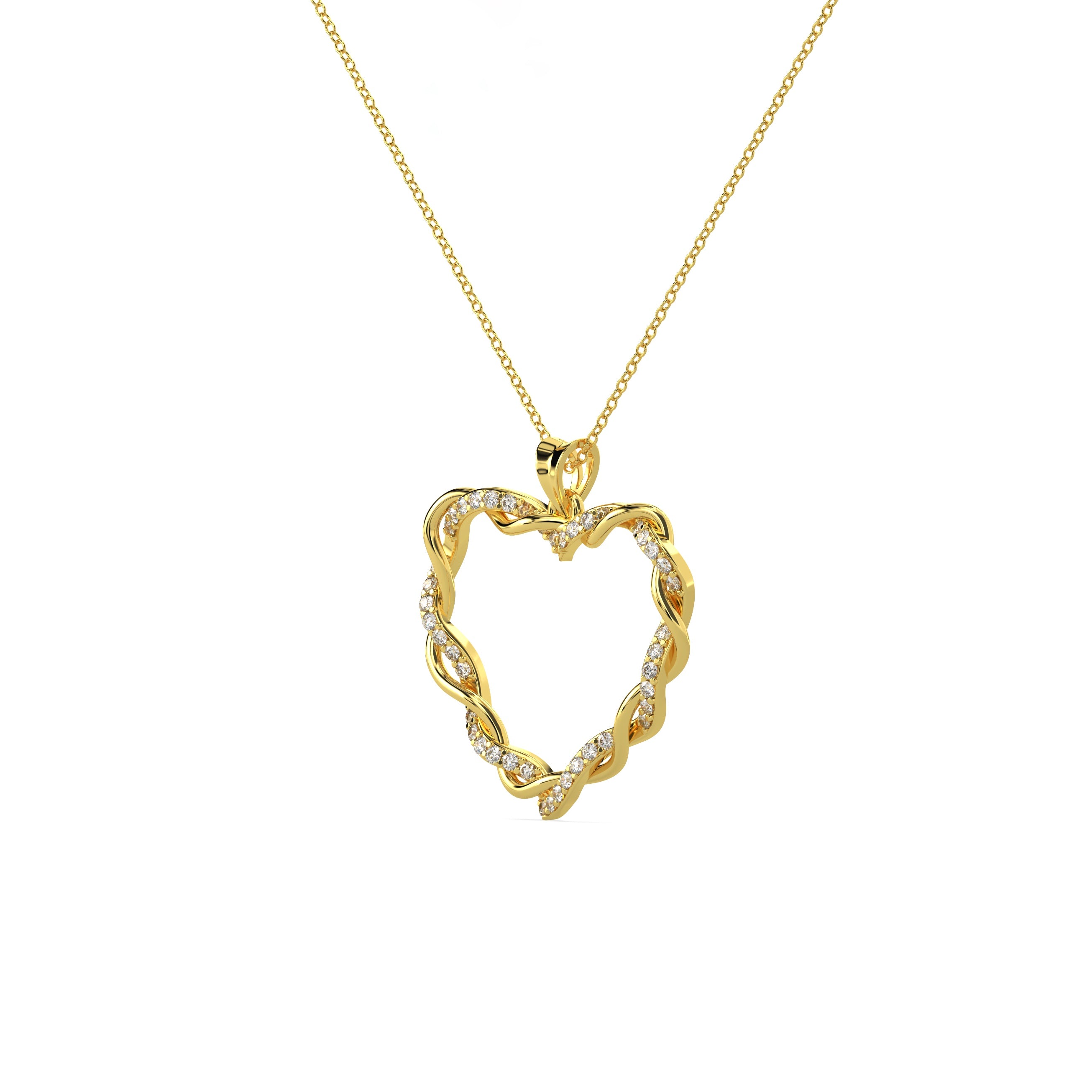 A Heart Gently Twisted Diamond Pendant