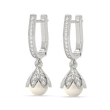 Lotus Pearl Drop Earrings
