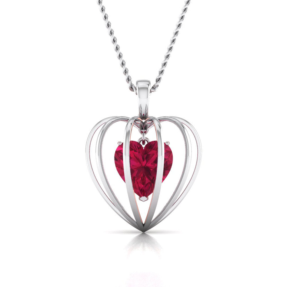 Heart Inside Heart Ruby Pendant