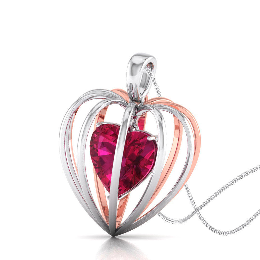 Heart Inside Heart Ruby Pendant