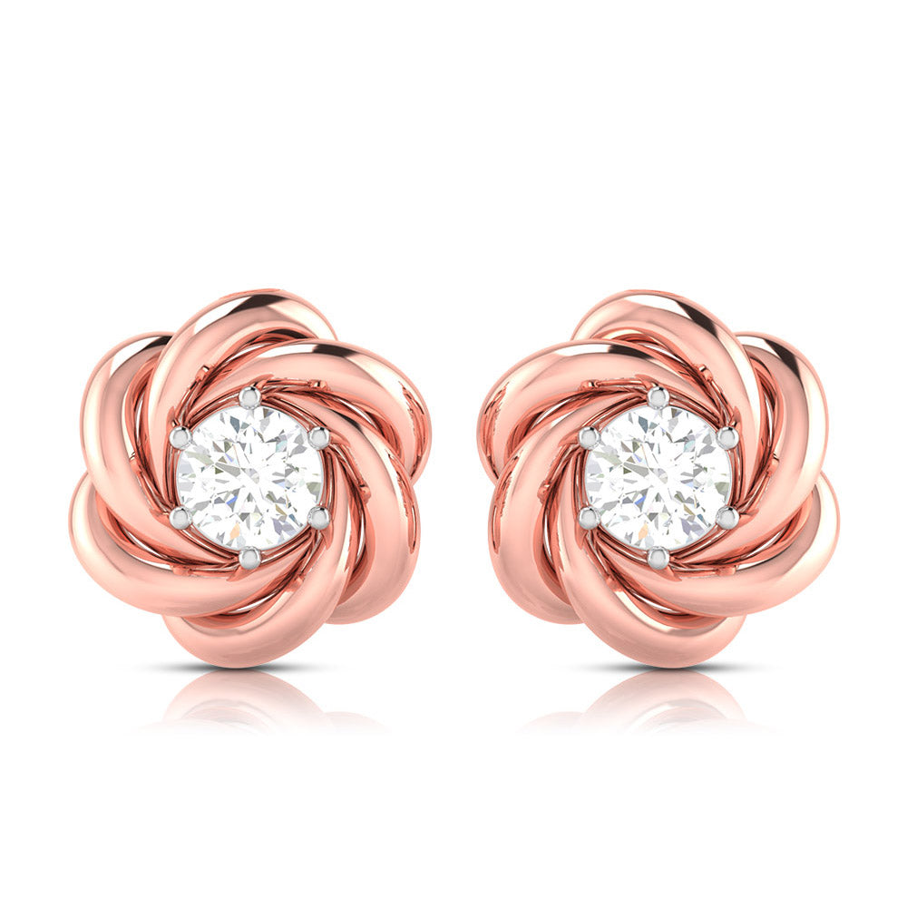 A Rose Unfolding Solitaire Diamond Studs