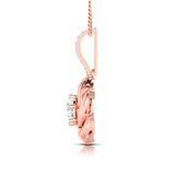 A Rose Held Open for Her Solitaire Diamond Pendant