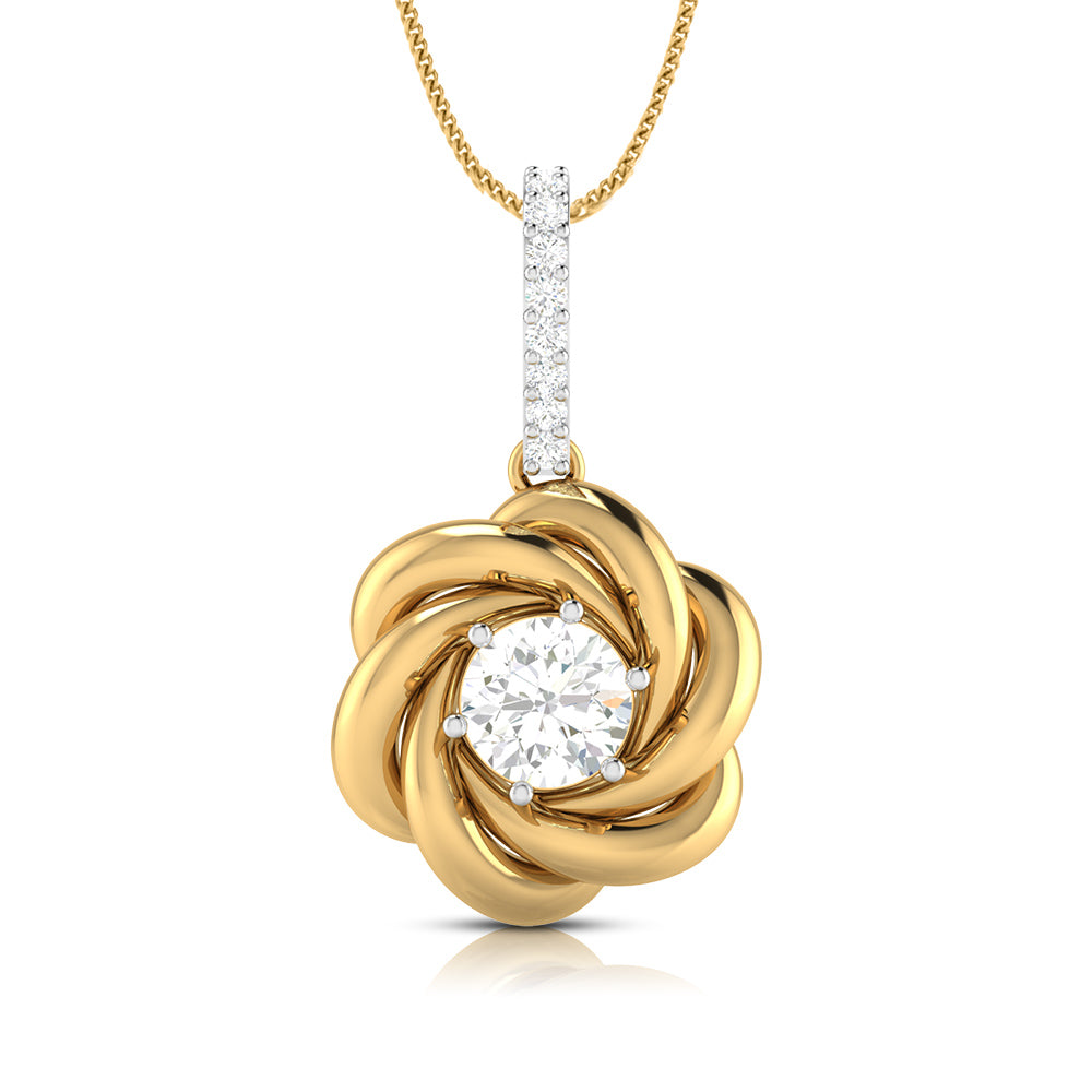 A Rose Held Open for Her Solitaire Diamond Pendant