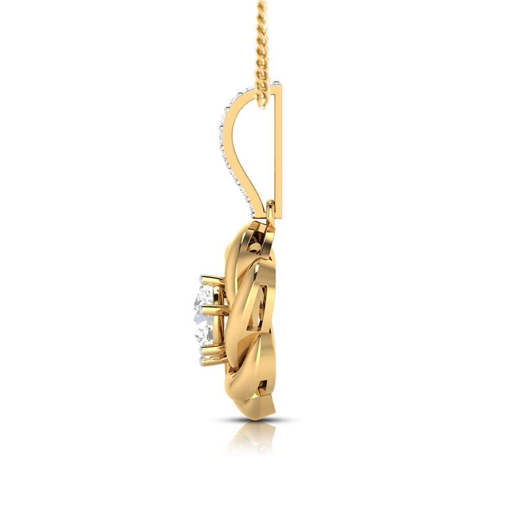 A Rose Held Open for Her Solitaire Diamond Pendant