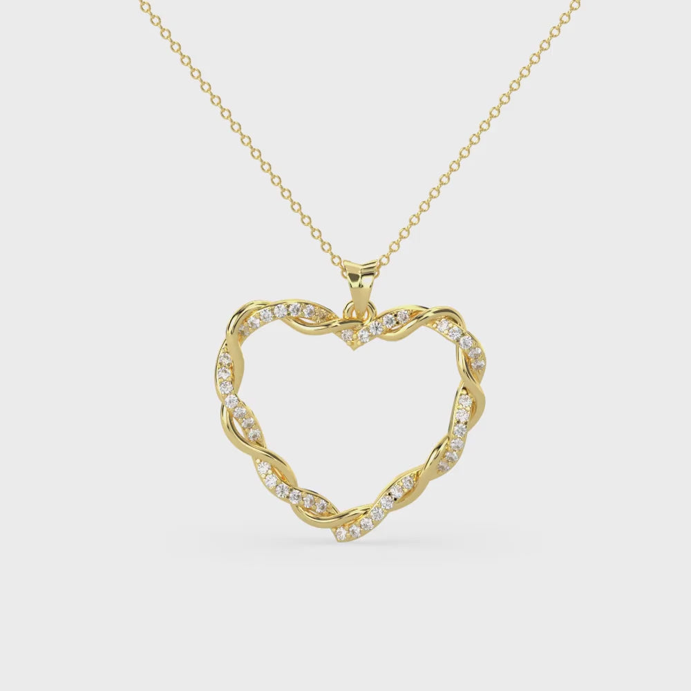 A Heart Gently Twisted Diamond Pendant